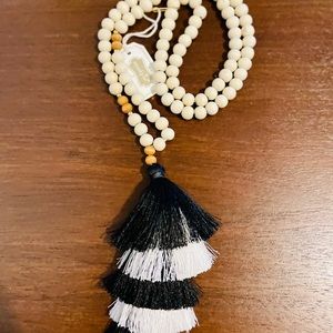 Mud Pie Black Tassel Necklace